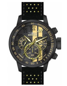 Invicta S1 Rally Race Team Men's 48mm Black And Gold Leather Chrono Watch 19289-Klawk Watches