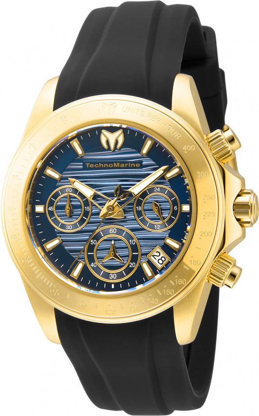 TechnoMarine Manta Ray Women's 38mm Blue Dial Gold Chronograph Watch TM-219043-Klawk Watches