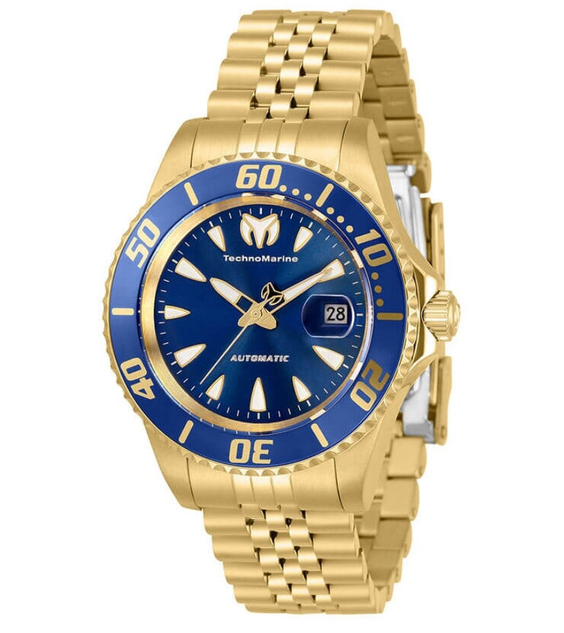 TechnoMarine Sea Manta Automatic Women s 38mm Gold Blue Dial Watch