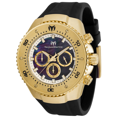 TechnoMarine Sea Manta Mens 48mm Black MOP Dial Gold Chronograph Watch TM-220067-Klawk Watches