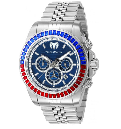 TechnoMarine Manta Ray Luxe Men's 47mm Blue Red Crystals Chrono Watch TM-221011-Klawk Watches