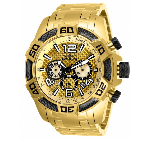 Invicta Pro Diver SCUBA Men's 50mm Yellow Carbon Fiber Chronograph Watch 25854-Klawk Watches