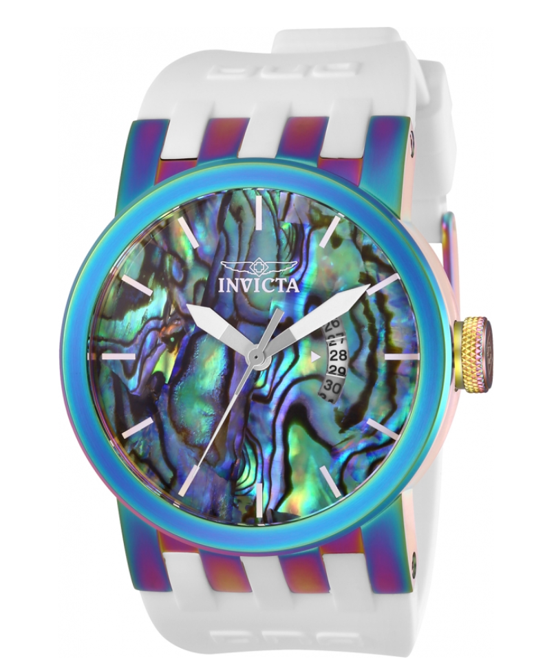 Invicta DNA Men's 46mm Abalone Rainbow Dial White Silicone Watc – Klawk Watches