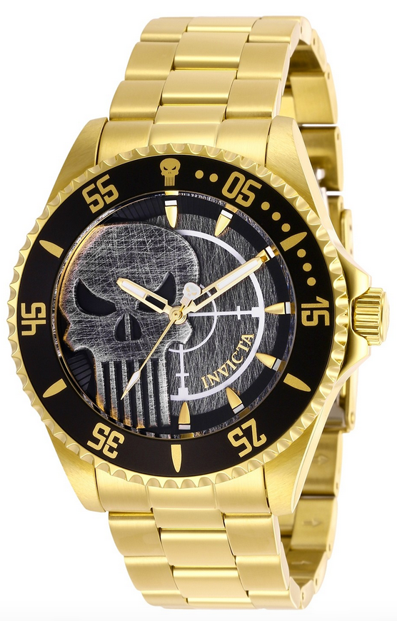 Invicta Marvel Punisher Limited Edition 29694 Men's Gold-Tone Quartz Watch 44mm-Klawk Watches