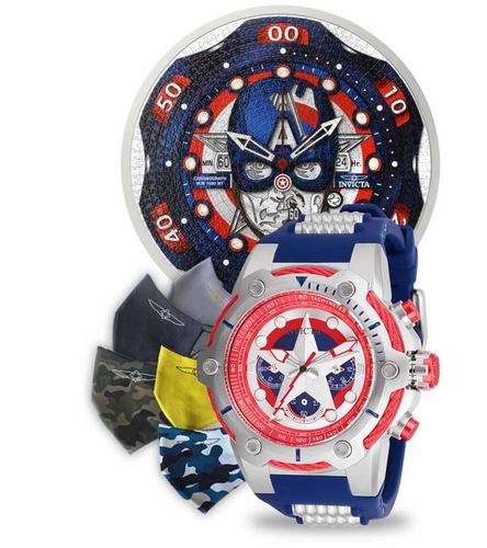 Invicta Marvel Captain America Men's 51mm Limited Chrono Watch 26894 Bundle-Klawk Watches