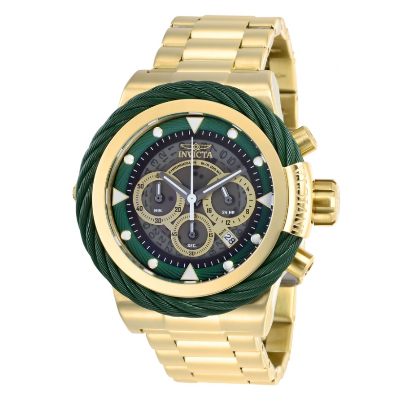 Invicta Bolt Sport Men's 50mm Gold & Green Anatomic Chronograph Watch 27804-Klawk Watches