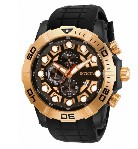 Invicta Sea Hunter Men's 52mm Rose Gold Silicone Strap Chronograph Watch 28274-Klawk Watches