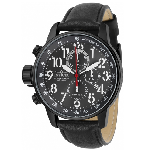 Invicta I-Force Men's 46mm Gunmetal Dial Black Leather Chronograph Watch 28742-Klawk Watches