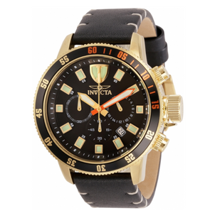 Invicta I-Force Men's 46mm Gold Stainless Black Leather Chronograph Watch 31397-Klawk Watches
