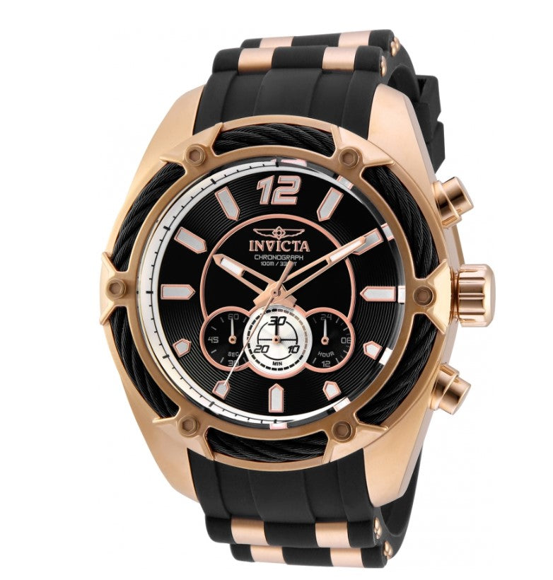 Invicta Bolt Men's 52mm Rose Gold Black Dial Miyota Chronograph Movement 31456-Klawk Watches
