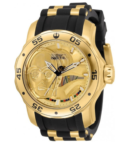 Invicta Star Wars C3P0 Men's 48mm Limited Edition Gold Silicone Watch 32519-Klawk Watches