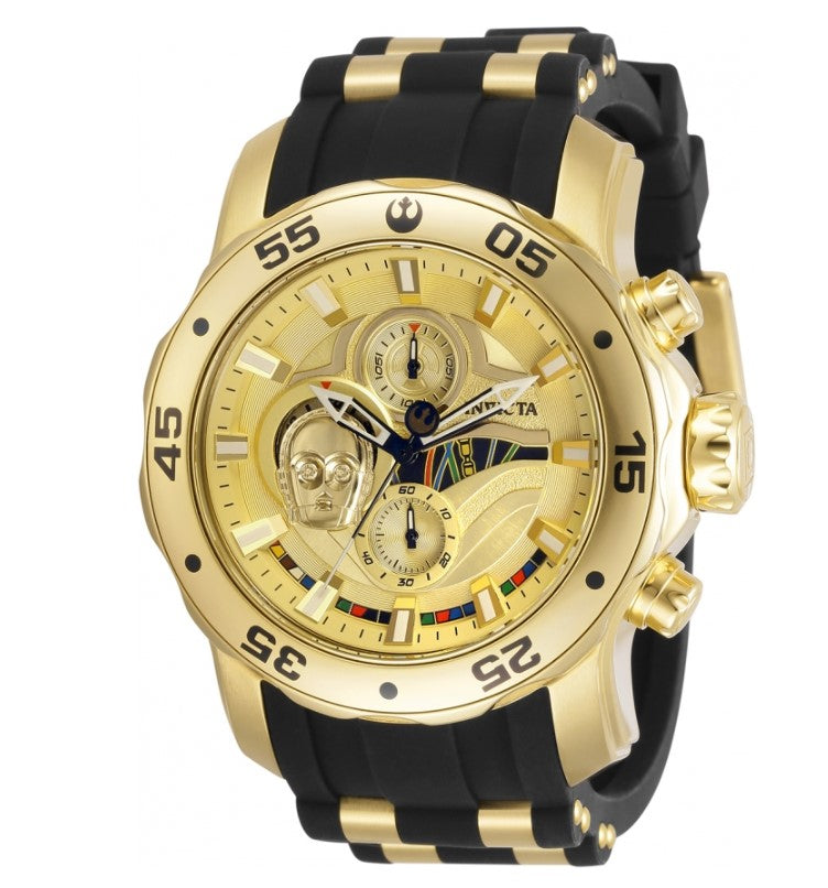 Invicta Star Wars C3P0 Men's 48mm Limited Edition Gold Chronograph Watch 32529-Klawk Watches