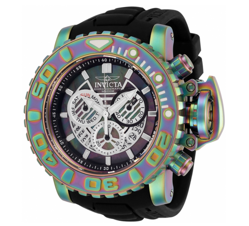 Invicta Sea Hunter Men's 70mm MOP Dial Rainbow Swiss Chrono Watch 32639 Rare-Klawk Watches