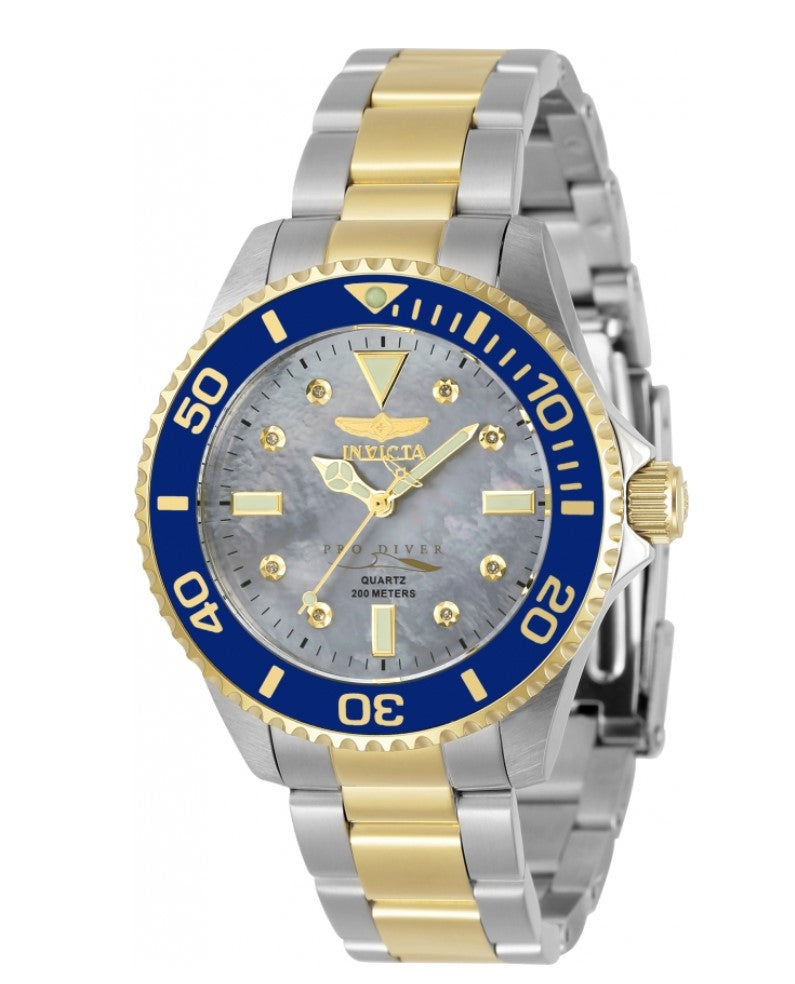 Invicta Pro Diver Women's 38mm 8 - Diamonds White MOP Dial Quartz Watch 32930-Klawk Watches