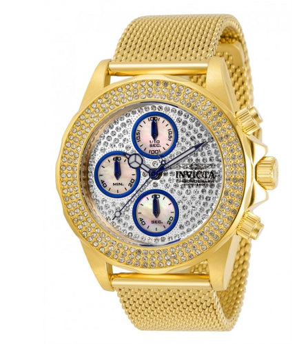 Invicta Pro Diver Women's 38mm Gold PAVE Crystal Chronograph Watch 32935-Klawk Watches