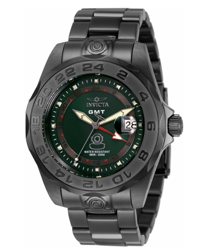Invicta Pro Diver GMT Men's 44mm SWISS Green Dial Gunmetal Watch 33571 Rare-Klawk Watches