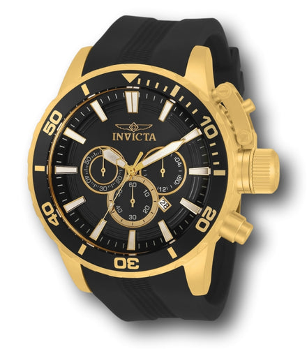 Invicta Corduba Men's 52mm Black Dial Gold Silicone Chronograph Watch 33703-Klawk Watches
