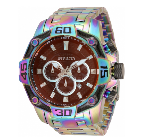 Invicta Pro Diver Mens 52mm Carbon Fiber Dial Tinted Crystal Rainbow Watch 33849-Klawk Watches