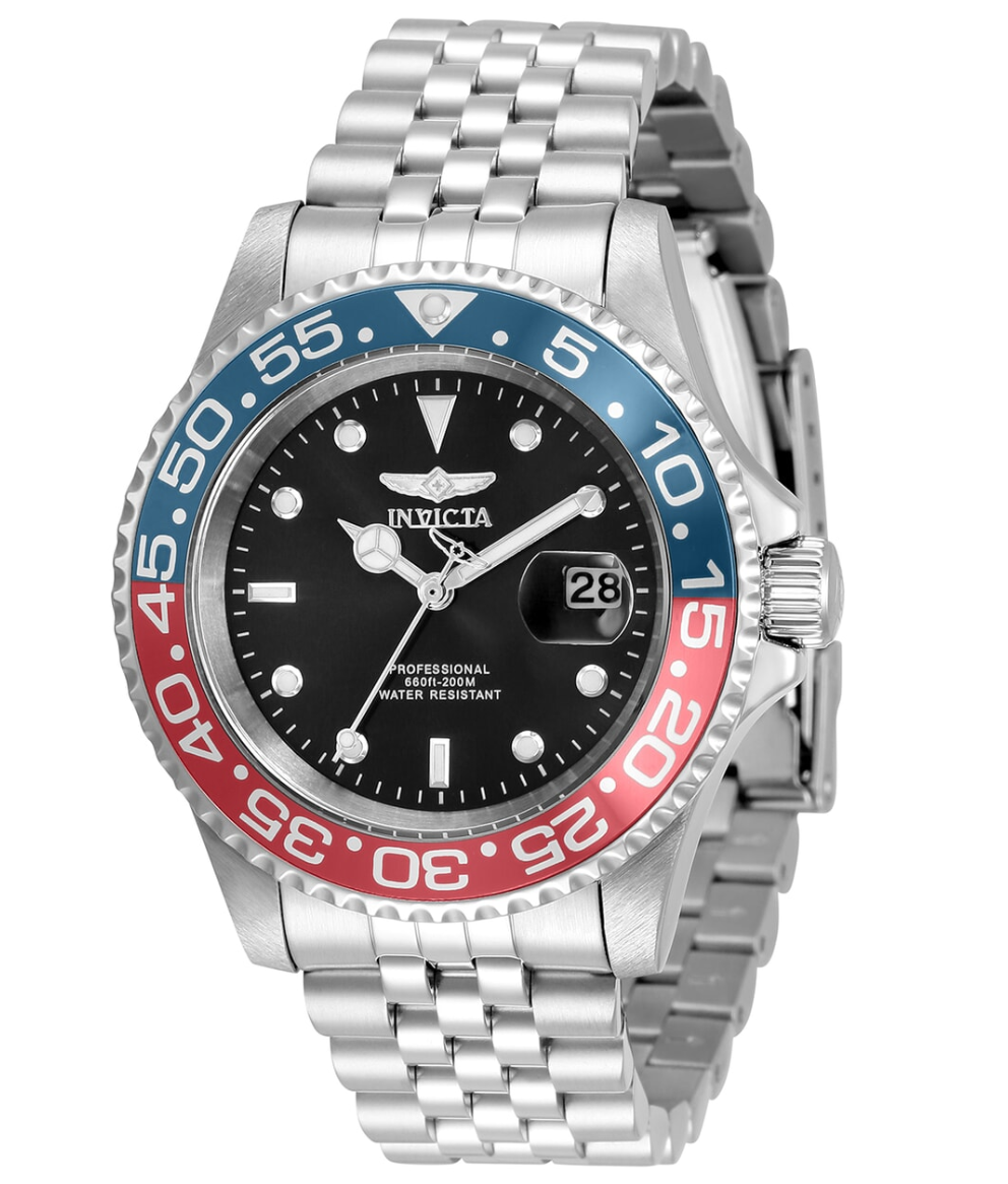 Invicta Pro Diver Men's 40mm Pepsi Bezel 200M Stainless Quartz Watch 3 –  Klawk Watches