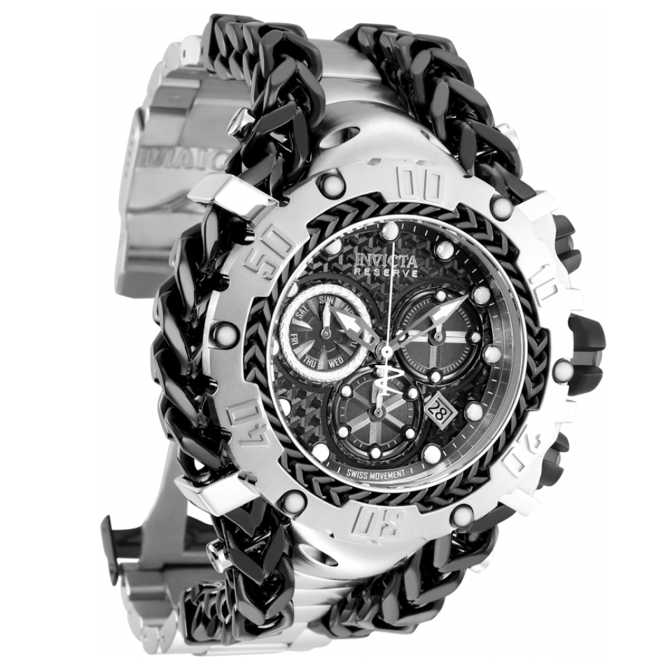 Invicta Gladiator Men's 55mm Black and Silver Swiss Chronograph Watch 34431-Klawk Watches