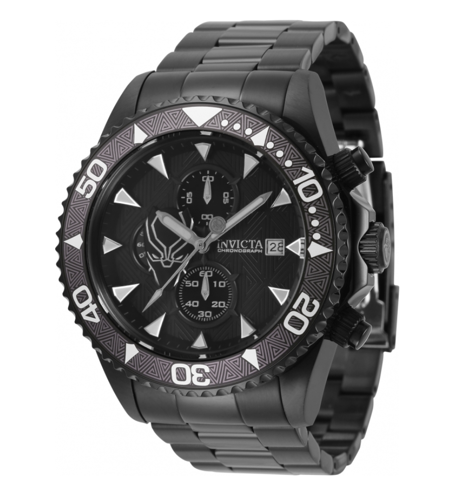 Invicta Marvel Black Panther Men's 47mm Triple Black Limited Chrono Watch 34627-Klawk Watches