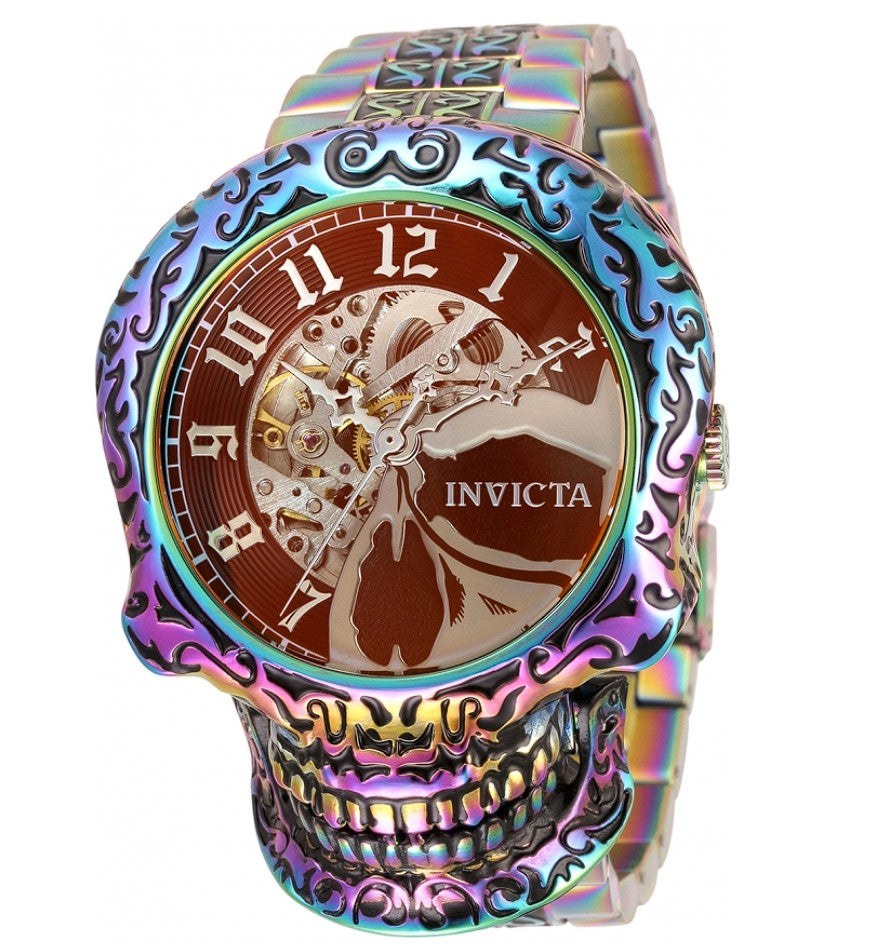 Invicta Artist Skull Automatic Men's 50mm Iridescent Rainbow