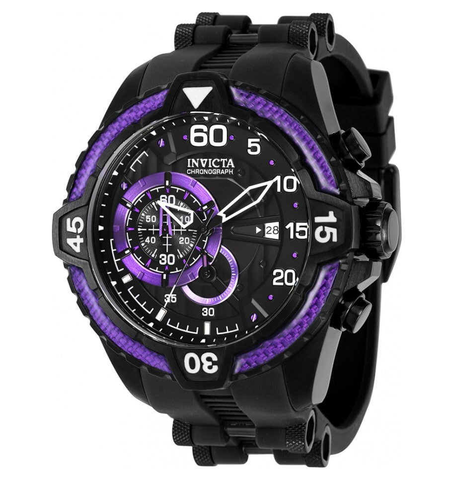 Invicta Aviator Men's 54mm Black Purple Carbon Fiber Chronograph Watch 36426-Klawk Watches