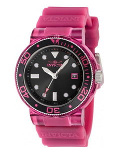 Invicta Pro Diver Women's 40mm Hot Pink Anatomic Clear Case Quartz Watch 37302-Klawk Watches