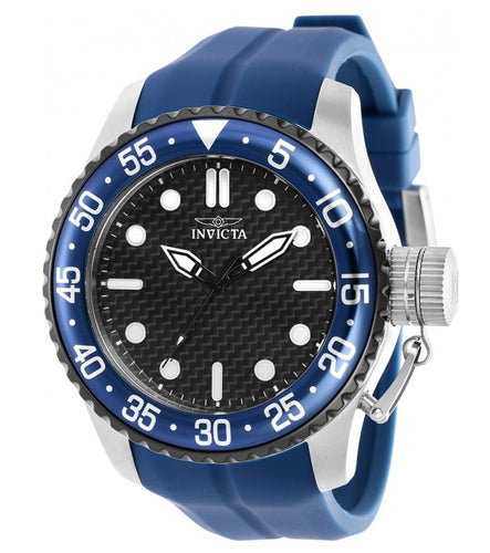 Invicta Pro Diver Medusa Men's 50mm Blue Carbon Fiber Quartz Watch 37577 Rare-Klawk Watches