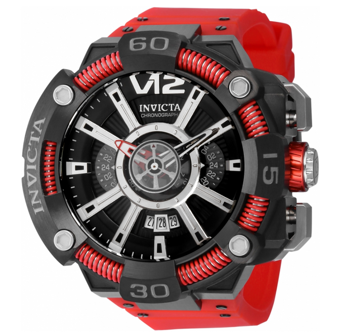 Invicta S1 Rally JM Correa Men's 58mm GMT Dual Time LARGE Black Red Watch 37655-Klawk Watches