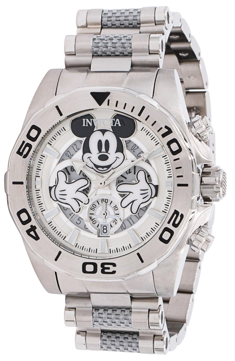 Invicta Disney Limited Edition Mickey Mouse Men's 48mm Silver Chrono Watch 37813-Klawk Watches