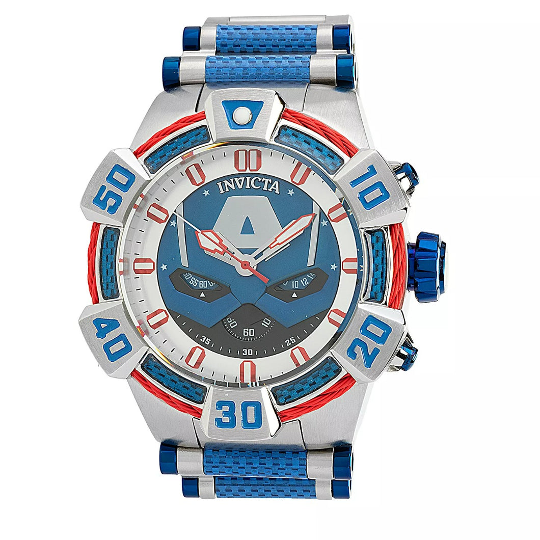 Invicta Marvel Captain America Men's 52mm Limited Blue Carbon Fiber Watch 38367-Klawk Watches