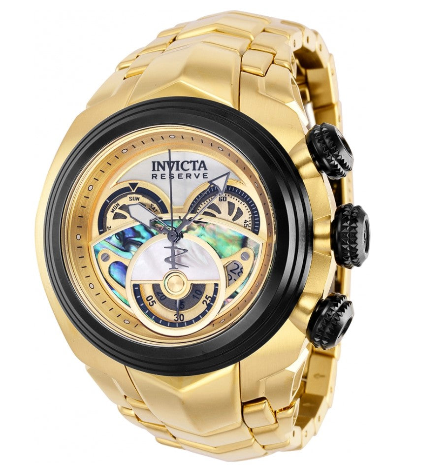 Invicta Reserve S1 Men's 54mm Abalone 18K Gold Plated Swiss Chrono Watch 38867-Klawk Watches