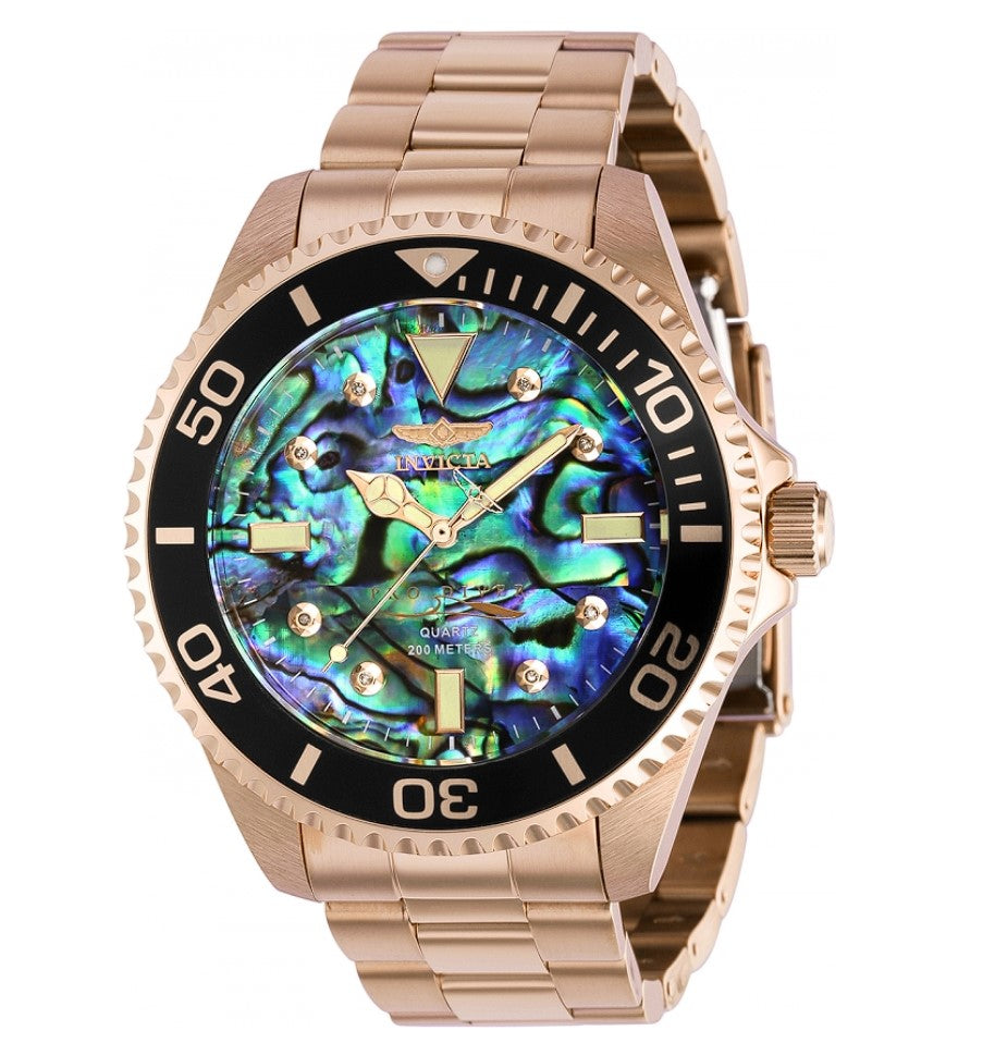 Invicta Pro Diver Men's 47mm Diamond Abalone Dial Rose Gold Watch