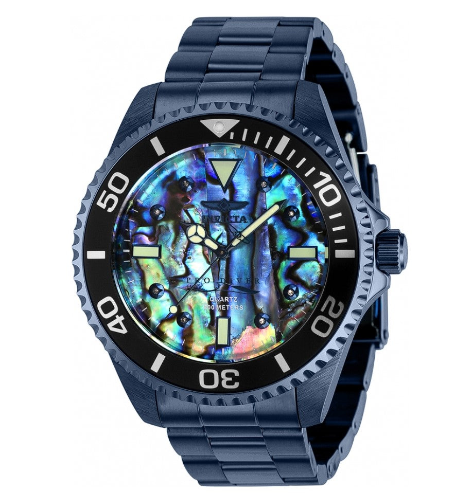 Invicta Pro Diver Men's 47mm Diamond Abalone Dial Blue Quartz Watch 39424 RARE-Klawk Watches