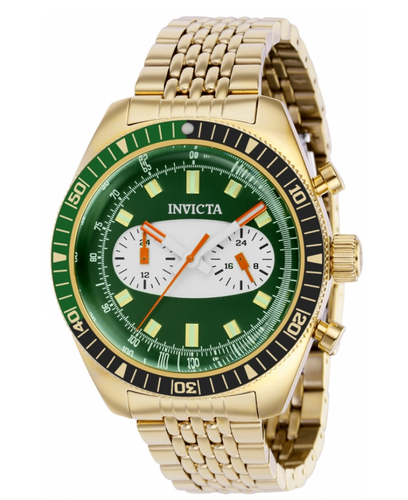 Invicta Speedway Monaco Men's 43mm Dual Time Dials Green Dial Gold Watch 40528-Klawk Watches