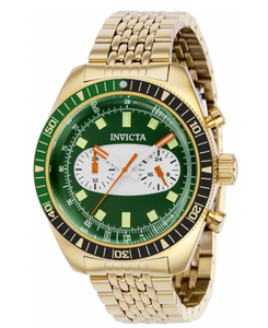 Invicta Speedway Monaco Men's 43mm Dual Time Dials Green Dial Gold Watch 40528-Klawk Watches
