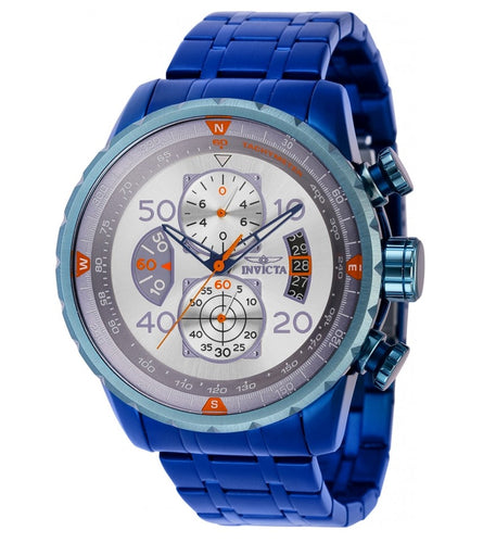 Invicta Aviator Men's 48mm Blue Stainless Silver Dial Chronograph Watch 40707-Klawk Watches