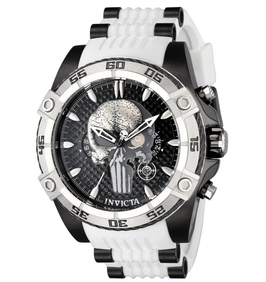 Invicta Marvel Punisher Skull Men's 52mm Limited Ed White Chrono Watch 41242-Klawk Watches