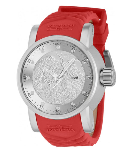 Invicta S1 Rally Yakuza Men's 48mm Silver Dragon Dial Red Quartz Watch 41404-Klawk Watches