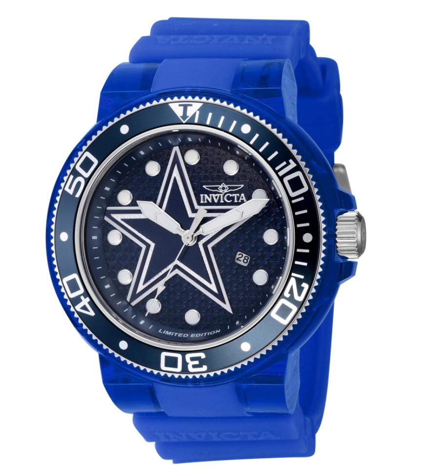 Invicta NFL Dallas Cowboys Men's 52mm Pro Diver Limited Silicone Watch 41448-Klawk Watches