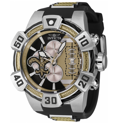 Invicta NFL New Orleans Saints Men's 52mm Carbon Fiber Chronograph Watch 41586-Klawk Watches