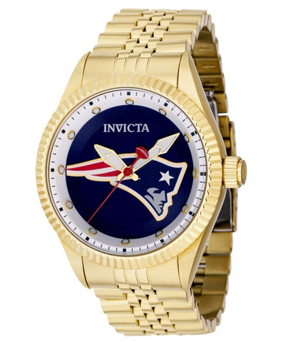 Invicta NFL New England Patriots Mens 43mm Gold Stainless Quartz Watch 42442-Klawk Watches