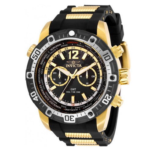 Invicta Aviator GMT World Time 29919 Men's 50.5mm Gold-Tone Dual Time Watch-Klawk Watches
