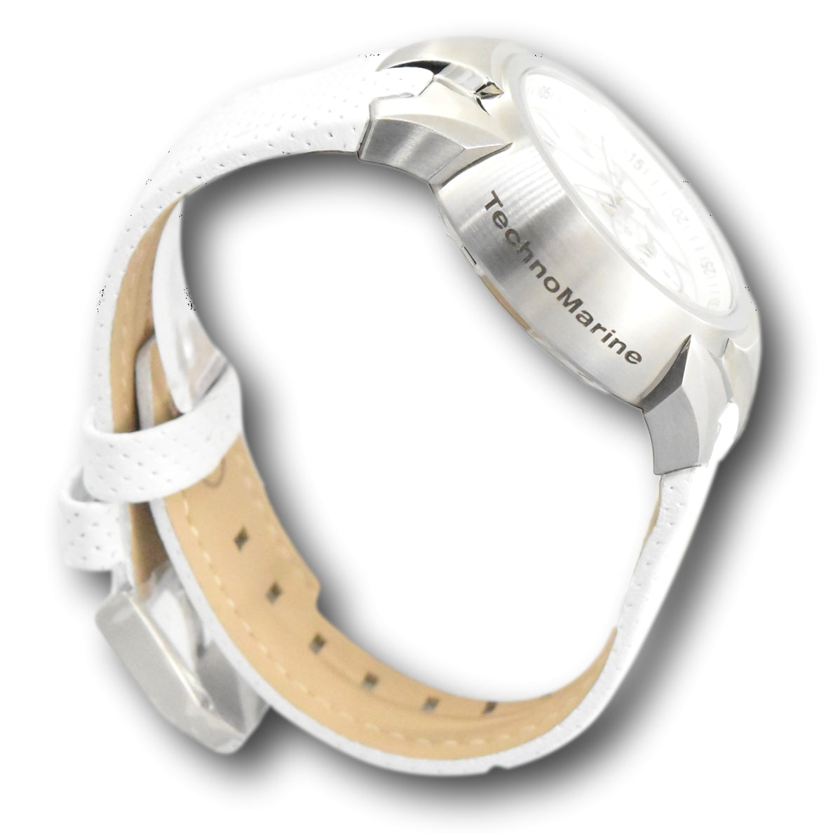 TechnoMarine Sea Dream Womens 42mm Dual Time Faces White Leather Watch TM 716003