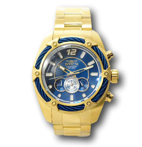 Invicta Bolt Mens 52mm Blue Dial Gold Bracelet Miyota Chronograph Movement 31477-Klawk Watches