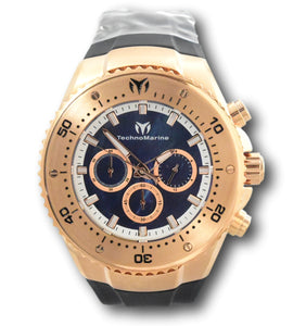 TechnoMarine Sea Manta Mens 48mm Black MOP Rose Gold Chronograph Watch TM-220069-Klawk Watches