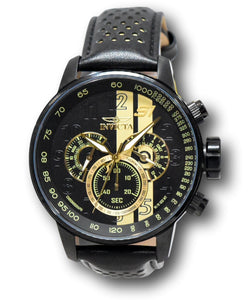 Invicta S1 Rally Race Team Men's 48mm Black And Gold Leather Chrono Watch 19289-Klawk Watches