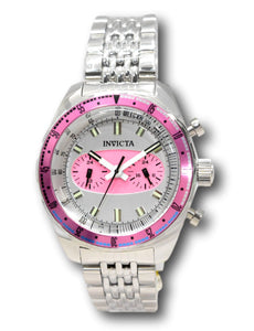 Invicta Speedway Monaco Men's 43mm Dual Time Pink Silver Stainless Watch 43097-Klawk Watches