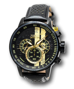 Invicta S1 Rally Race Team Men's 48mm Black And Gold Leather Chrono Watch 19289-Klawk Watches